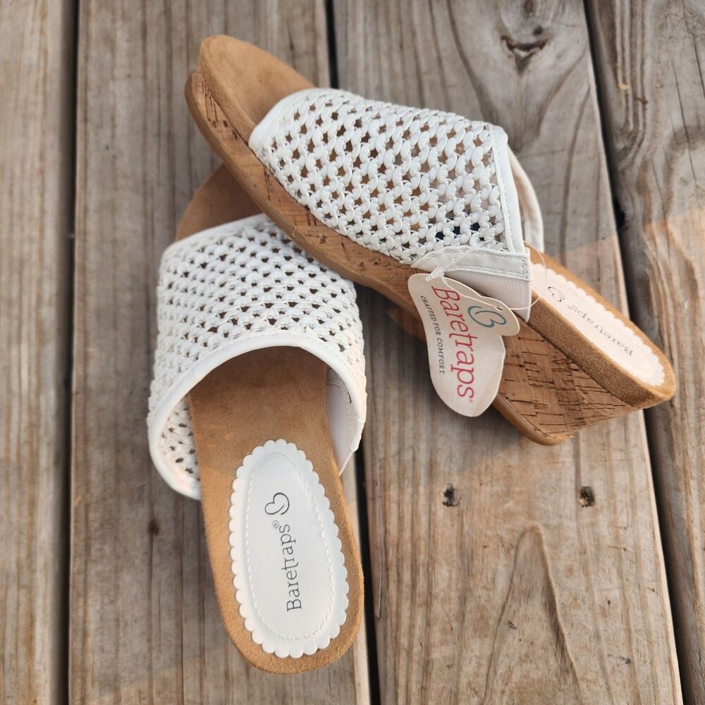 NWT  NIB BareTraps FLOSSEY Womens Wedge Sz 6.5 M Cork Slide In Comfort Sandals